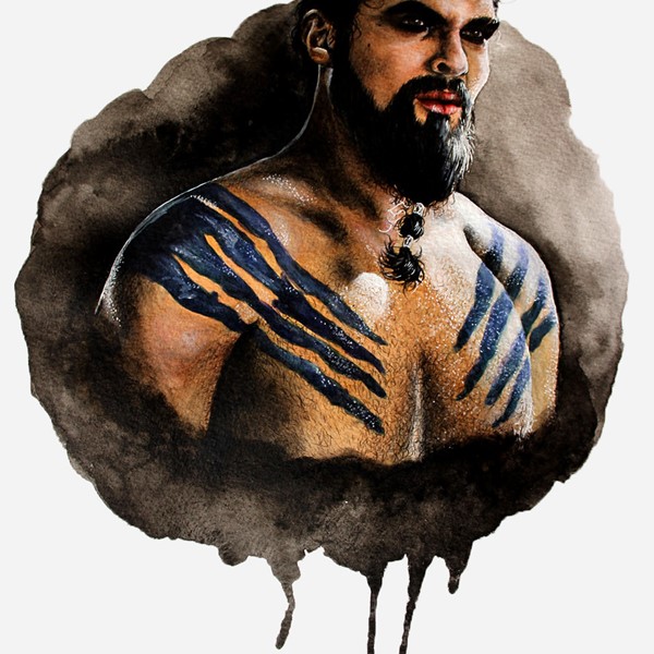 Khal Drogo mixed media illustration by Holly Khraibani