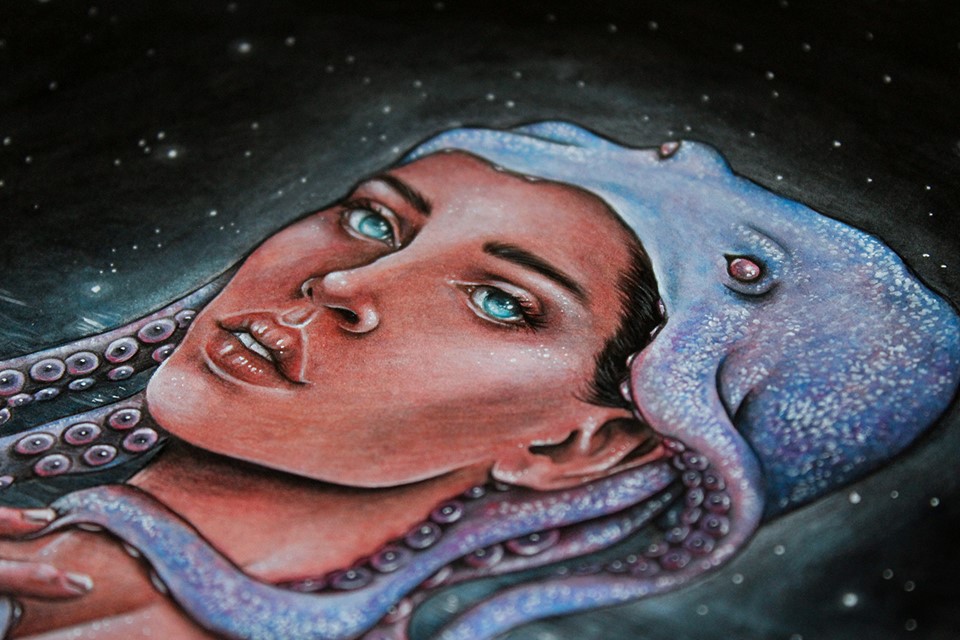 A Mermaid and Octopus Illustration by artist Holly Khraibani