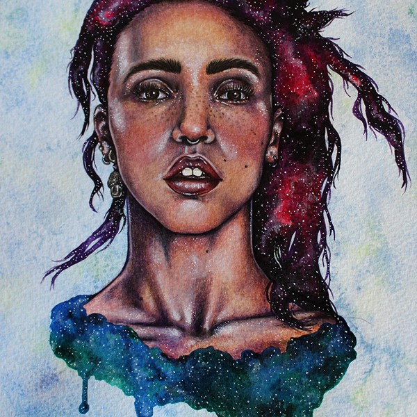 A Portrait of FKA Twigs by the illustrator Holly Khraibani