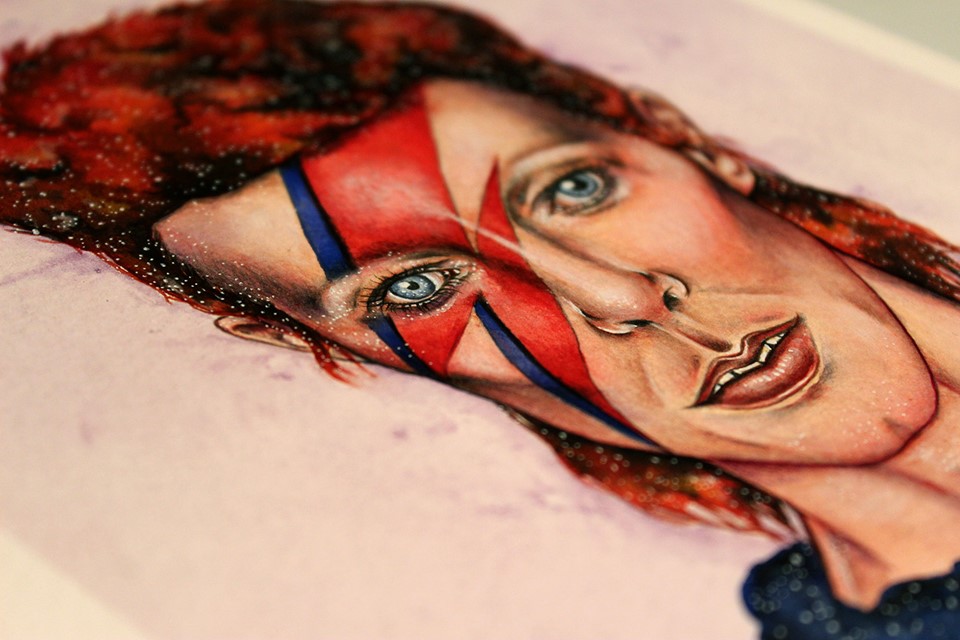 David Bowie fan art by Holly Khraibani
